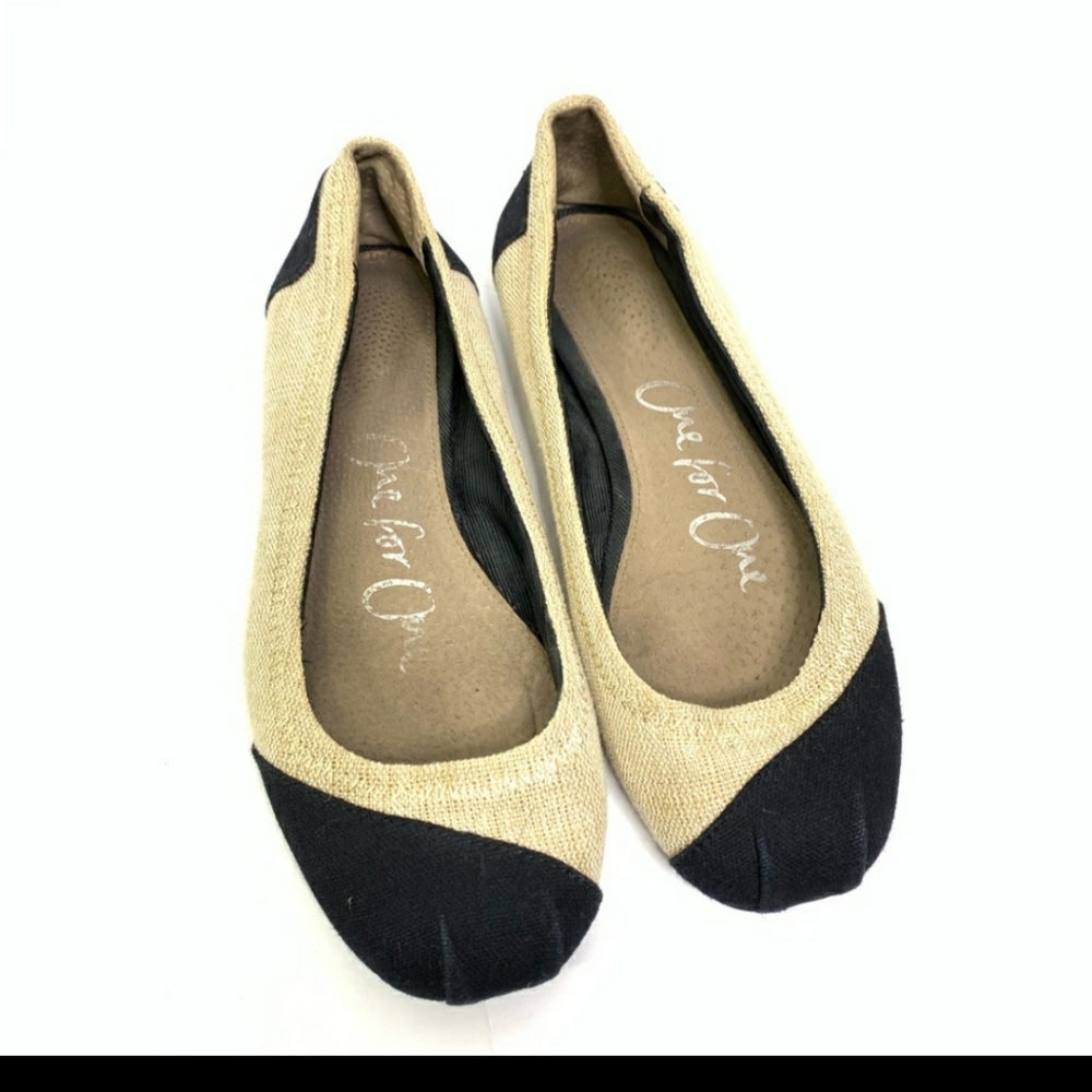 Toms One for One Ballet Flats Black Tan